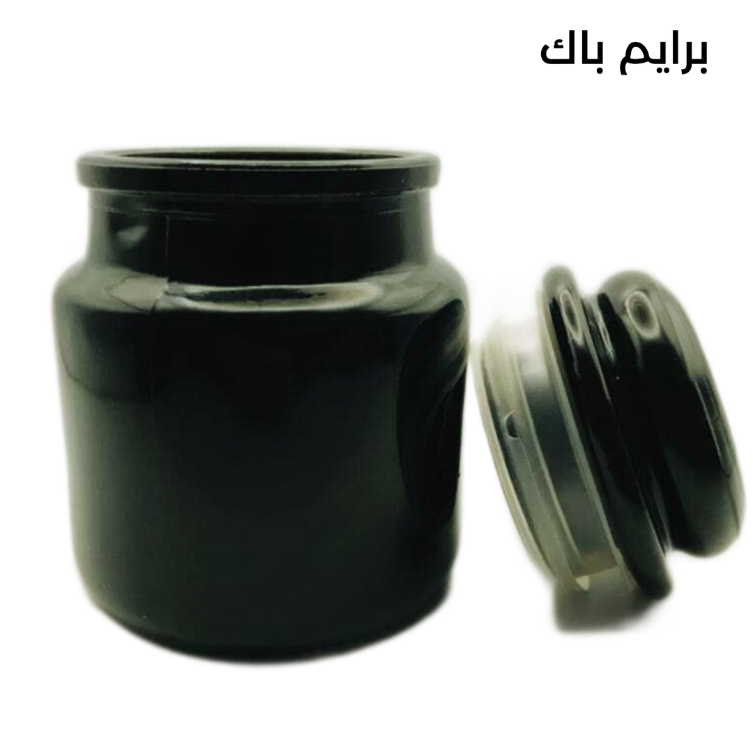 ⁦PPJ14-GBCGB: Sleek Glossy Black Glass Jar With Glossy Black Glass Lid⁩ - الصورة ⁦2⁩